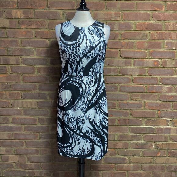 Dress Barn Black & Off White Sleeveless Dress Size 10 - Picture 2 of 7